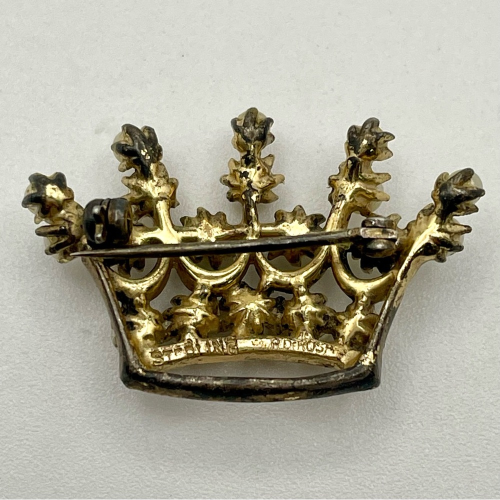 DeRosa Regal Crown Brooch Gold and Pearls Vintage Collectible - Picture 10 of 13